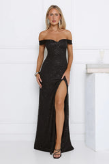 Exclusive Guest List Off Shoulder Maxi Dress Black
