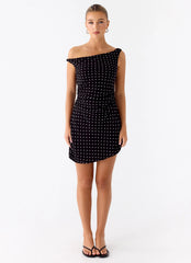 Delusional Mini Dress - Black Polkadot