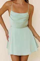 Crowned Moment Satin Mini Dress Green